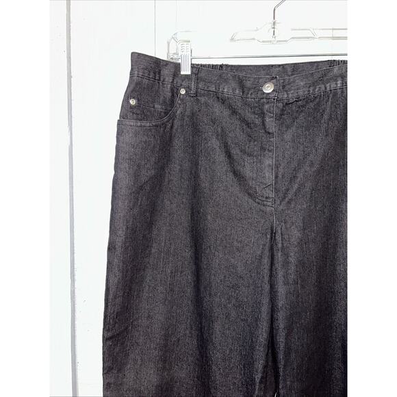 NWT Ruby Rd Woman 18W Black Jeans Wide Leg Pull On Stretch Denim Elastic Relaxed - Picture 2 of 11
